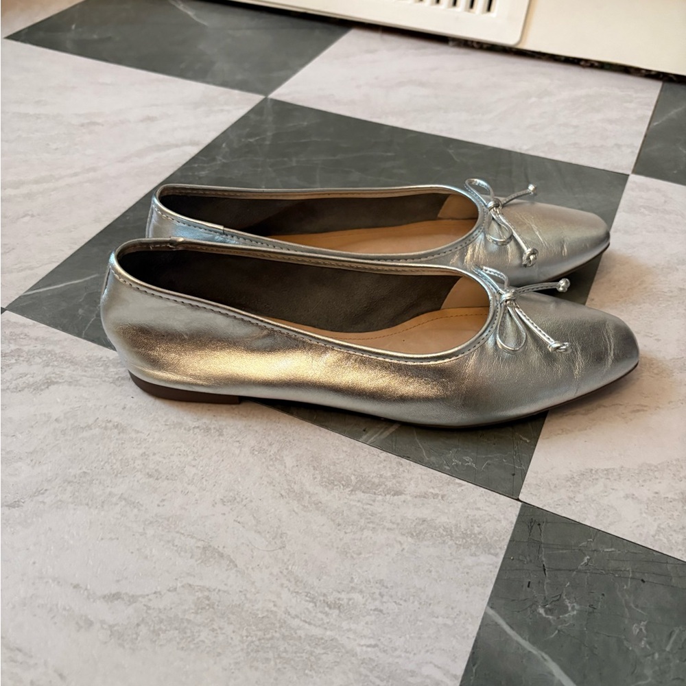 SCHUTZ Silver Ballet Flats
